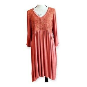 Torrid Hi Low Dress Women's Size 2 2X, 3/4 Sleeves Lace Pockets Wedding Vacation